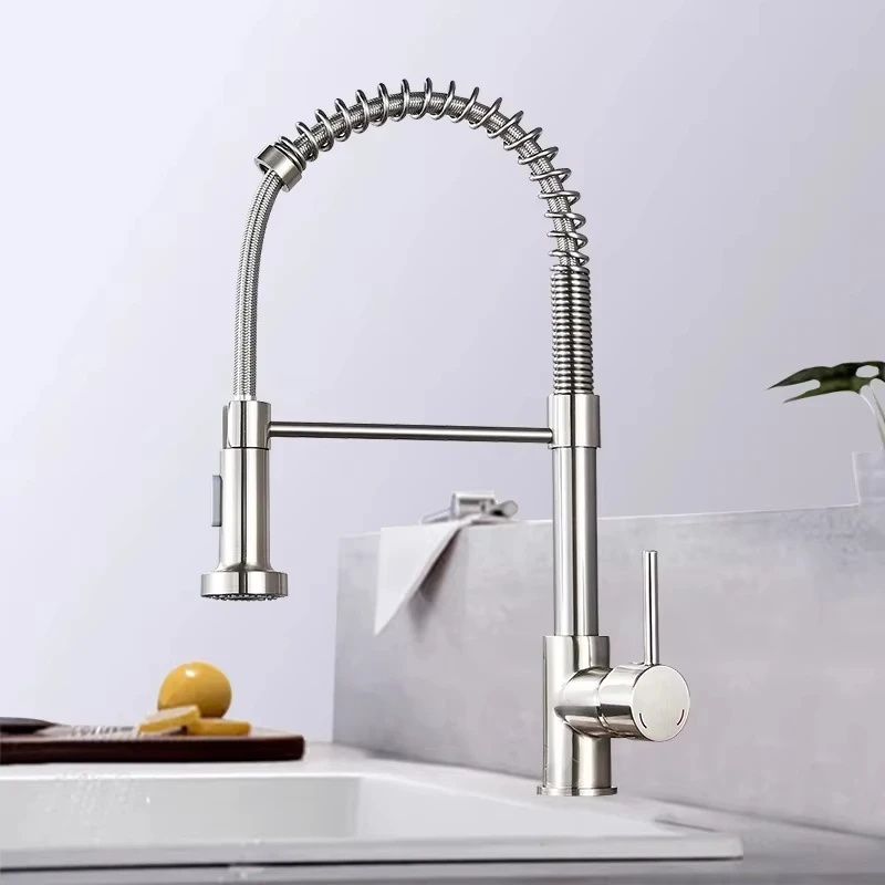 Pull Down Spray Kitchen Faucet Brushed Nickel - Robinet de cuisine à ressort en