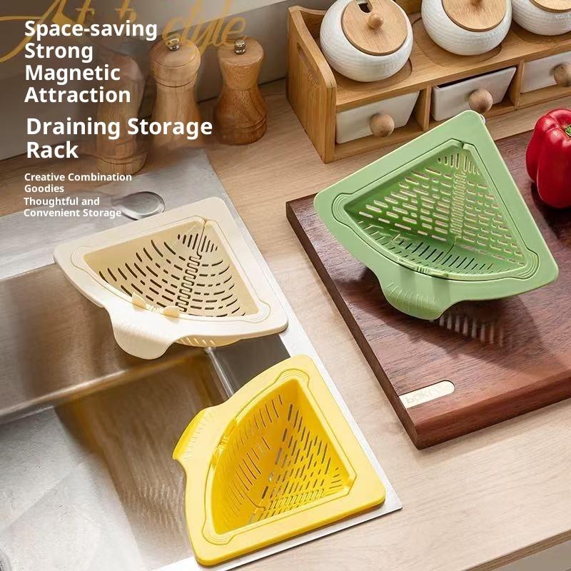 Kitchen Sink Drain Strainer Basket - Panier d'évier d'angle magnétique, égouttoir de