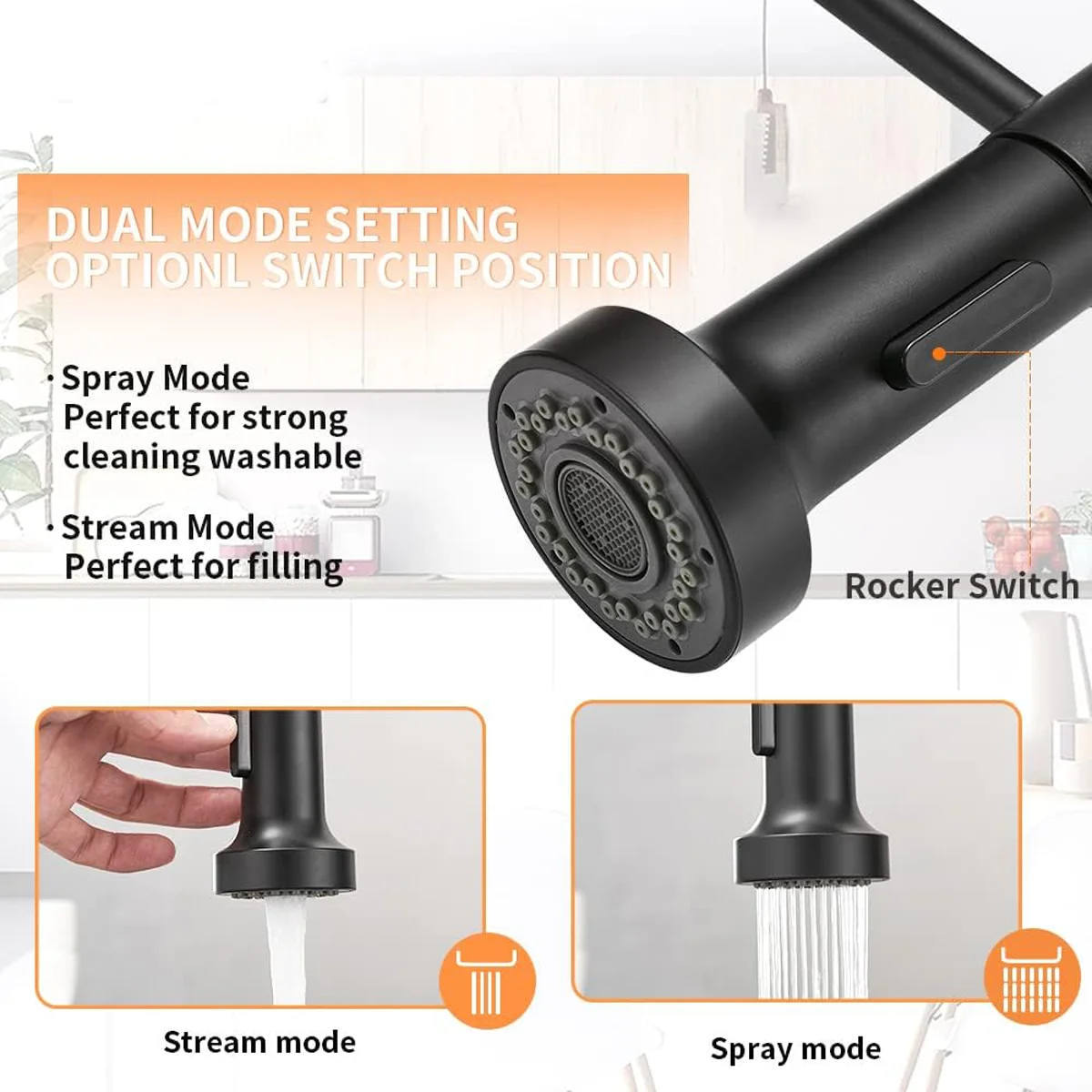 Matte Black Kitchen Sink Faucet Spring - Robinet de cuisine en laiton avec