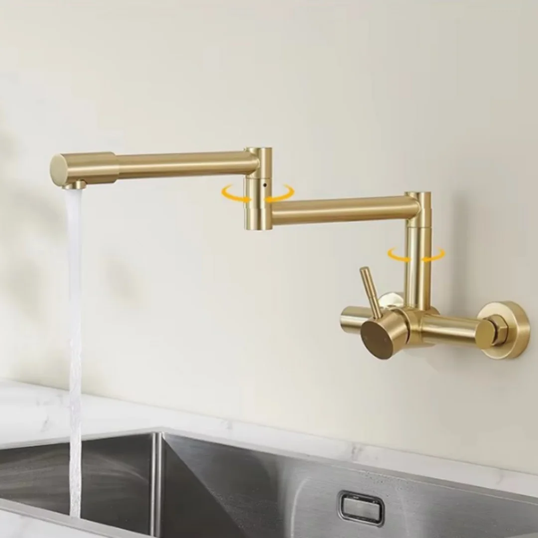 Pot Filler Faucet Wall Mount Folding - Robinet de remplissage de pot noir,