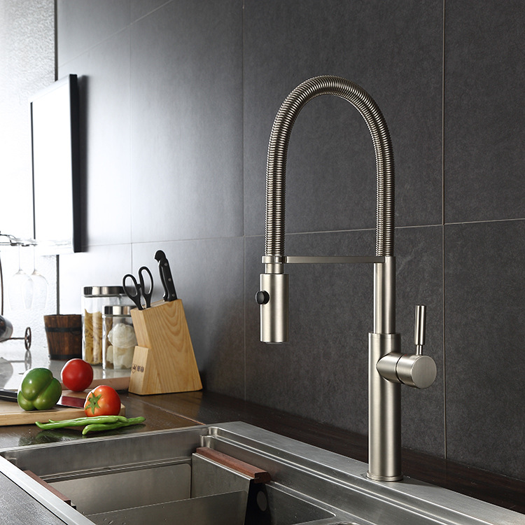 Robinet de cuisine extractible - Pull Down Spray Kitchen Faucet Brushed Nickel avis et prix