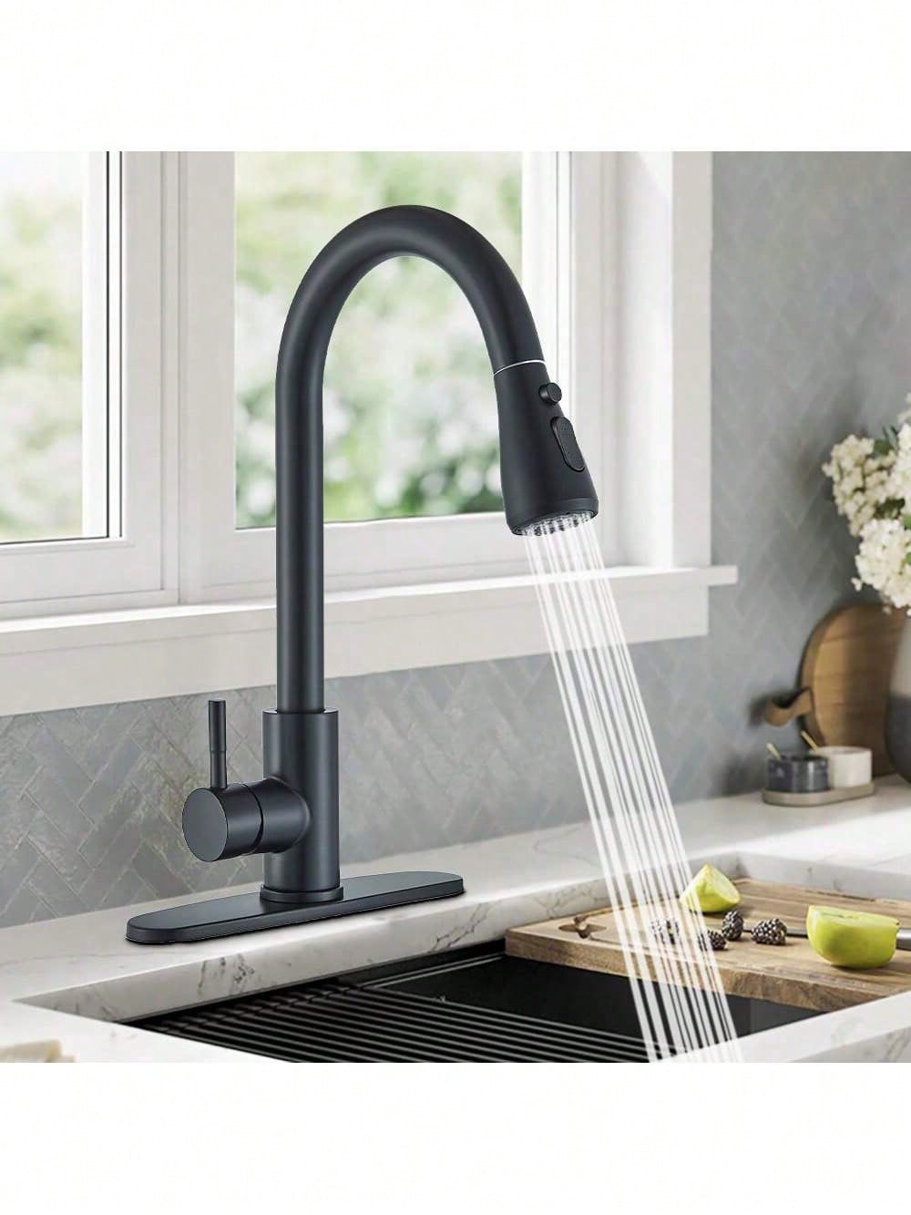 Robinet de cuisine avec douche - Pull Down Spray Kitchen Faucet Brushed Nickel avis et prix