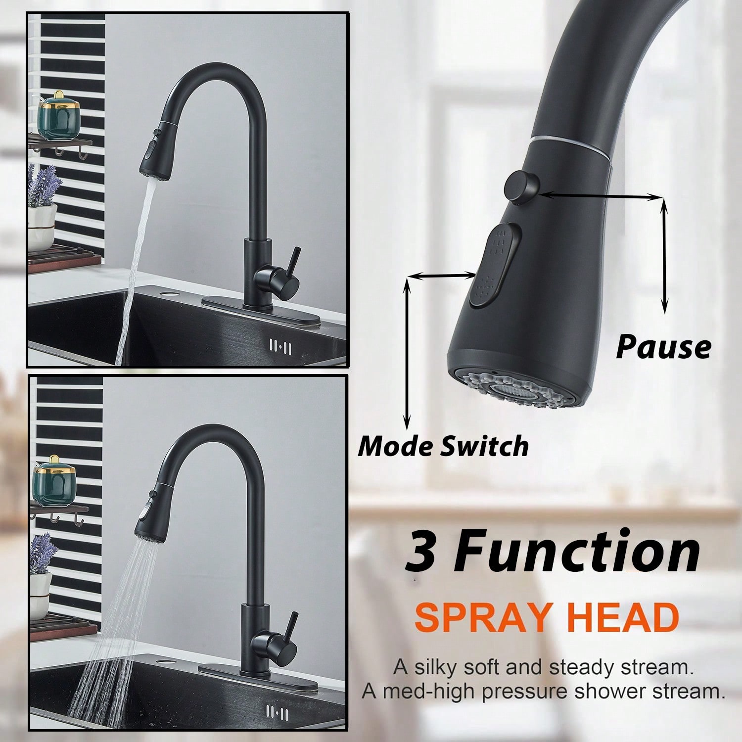 Robinet de cuisine avec douche - Pull Down Spray Kitchen Faucet Brushed Nickel avis et prix