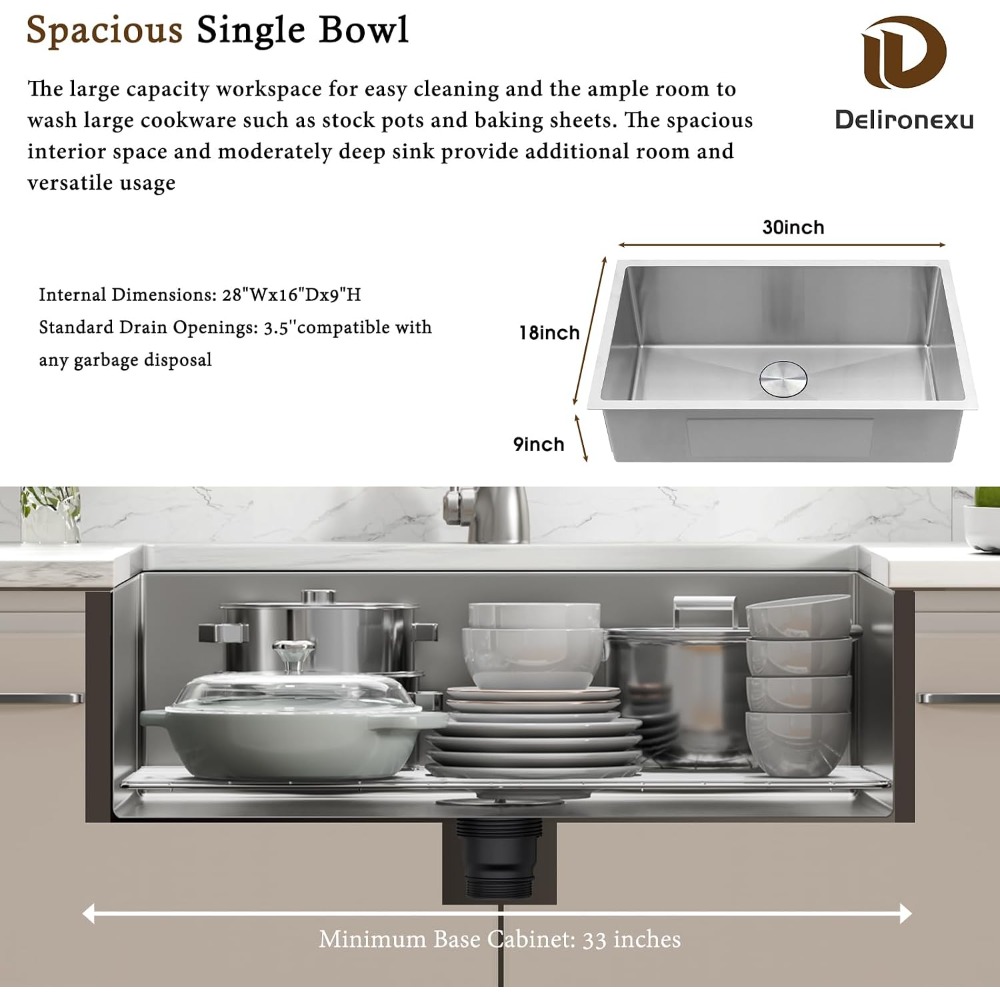 Évier de cuisine sous plan de  - Stainless Steel Undermount Kitchen Sink 30 avis et prix