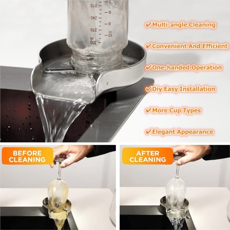 Rince-verre en acier inoxydabl - Glass Rinser For Kitchen Sink Metal avis et prix