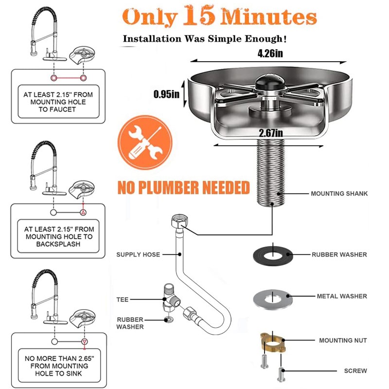 Rince-verre en acier inoxydabl - Glass Rinser For Kitchen Sink Metal avis et prix