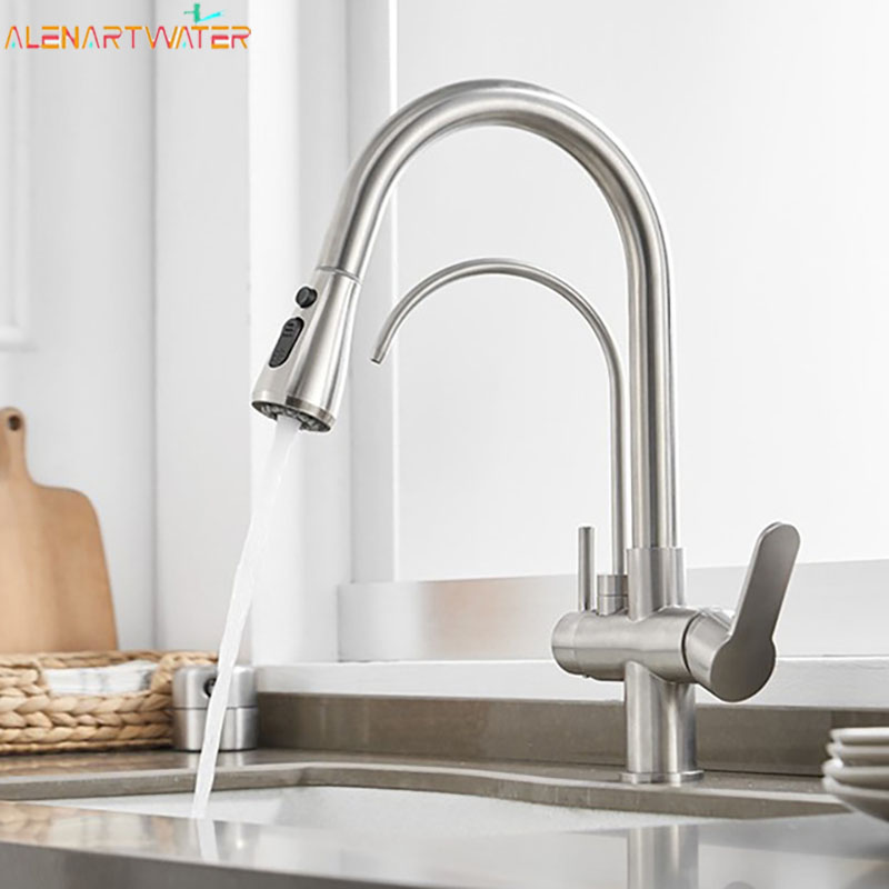 Robinet de cuisine à filtre en - Pull Down Spray Kitchen Faucet Brushed Nickel avis et prix