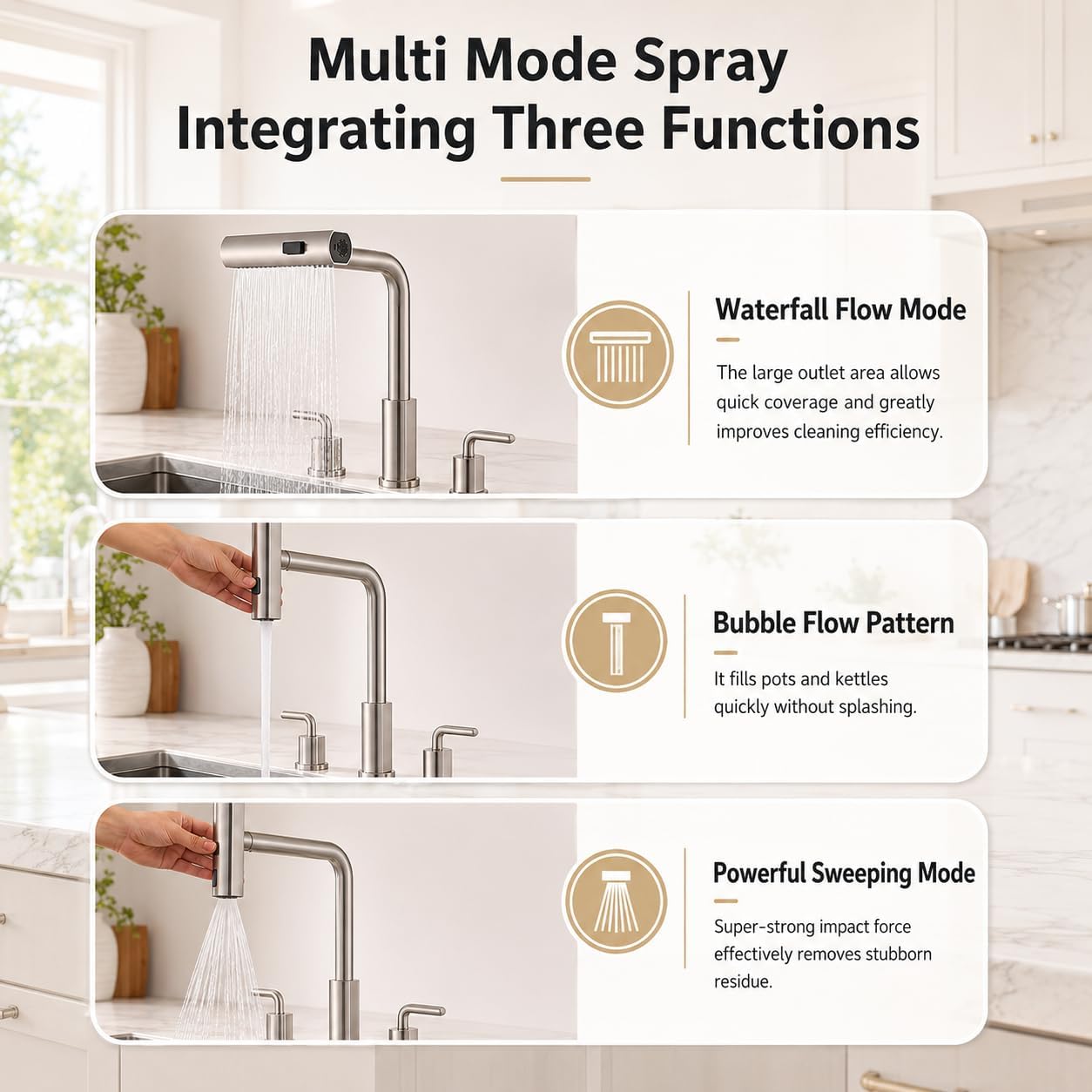Robinet d'évier de cuisine à 3 - Pull Down Spray Kitchen Faucet Brushed Nickel avis et prix