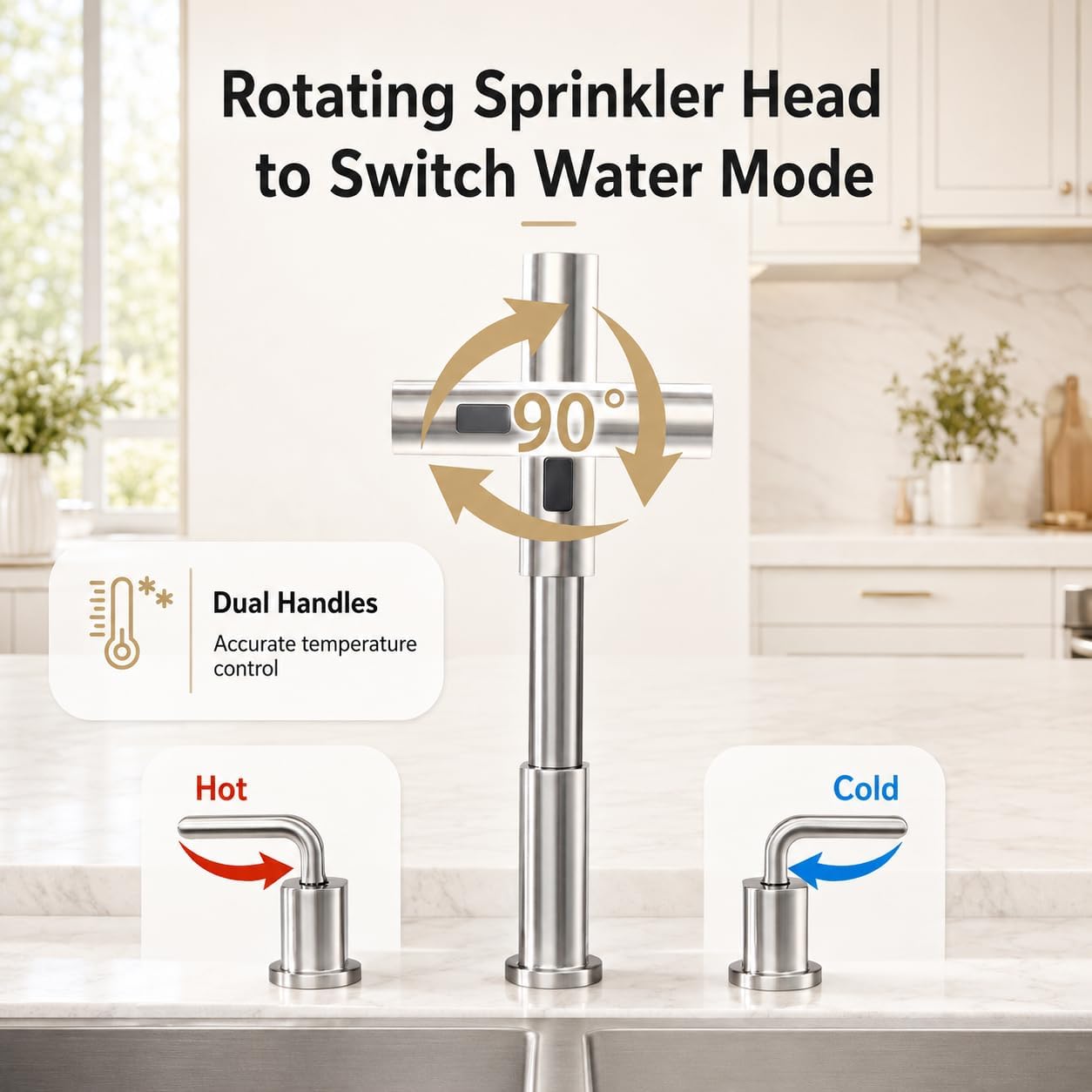 Robinet d'évier de cuisine à 3 - Pull Down Spray Kitchen Faucet Brushed Nickel avis et prix