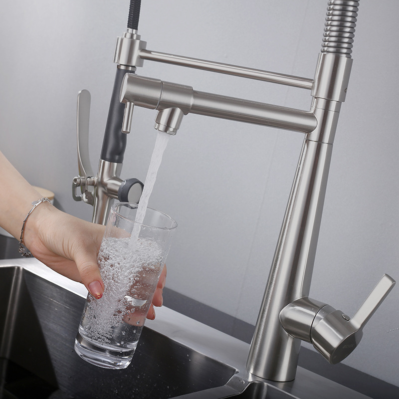 Robinet de cuisine extractible - Pull Down Spray Kitchen Faucet Brushed Nickel avis et prix