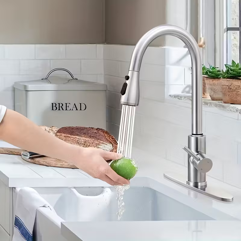 Robinet de cuisine avec pulvér - Pull Down Spray Kitchen Faucet Brushed Nickel avis et prix