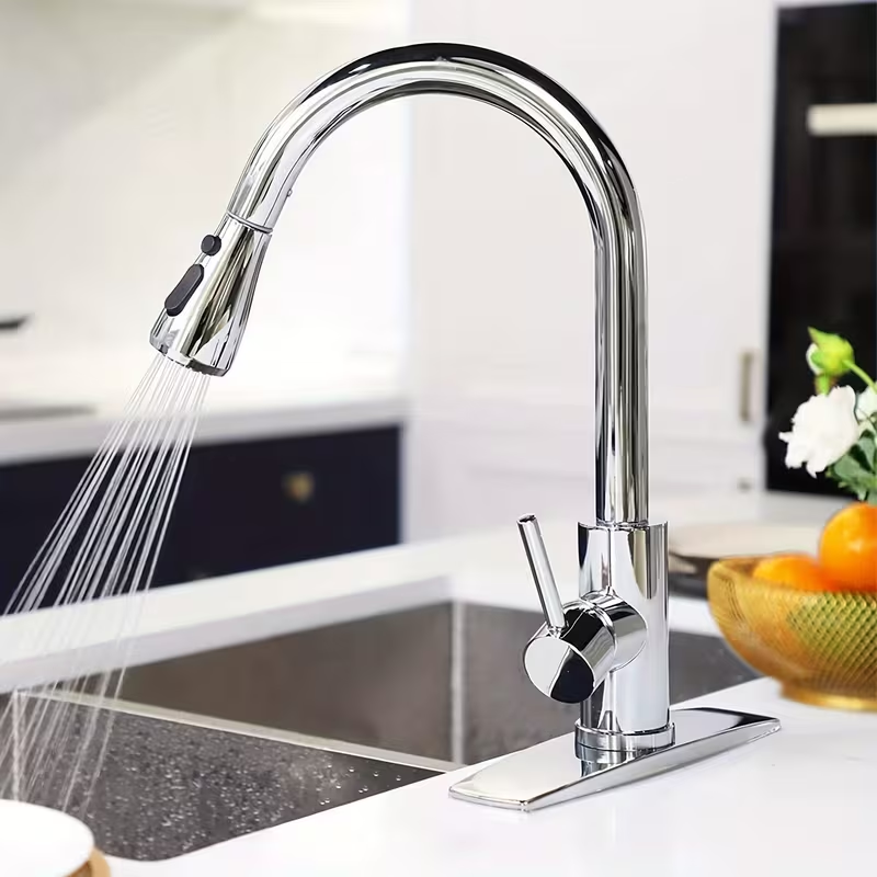 Robinet de cuisine avec pulvér - Pull Down Spray Kitchen Faucet Brushed Nickel avis et prix