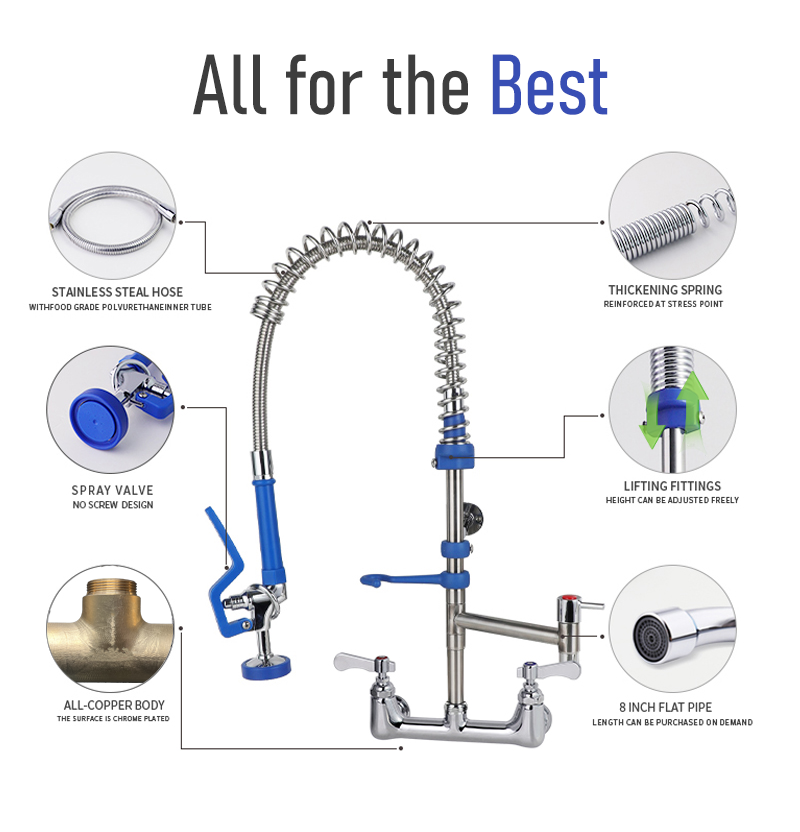 Robinet de cuisine commercial  - Commercial Pre Rinse Kitchen Faucet Wall avis et prix