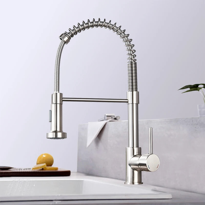 Robinets de cuisine à ressort  - Pull Down Spray Kitchen Faucet Brushed Nickel avis et prix