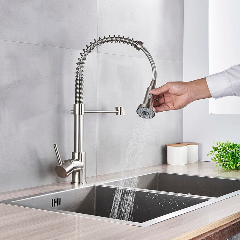 Robinets de cuisine à ressort  - Pull Down Spray Kitchen Faucet Brushed Nickel avis et prix