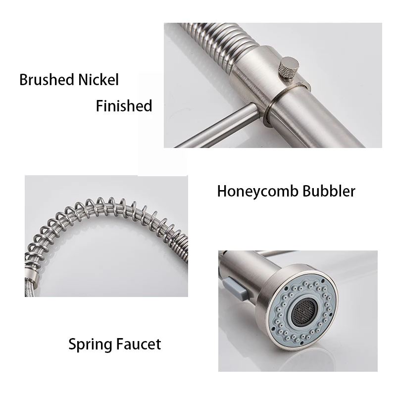 Robinets de cuisine à ressort  - Pull Down Spray Kitchen Faucet Brushed Nickel avis et prix