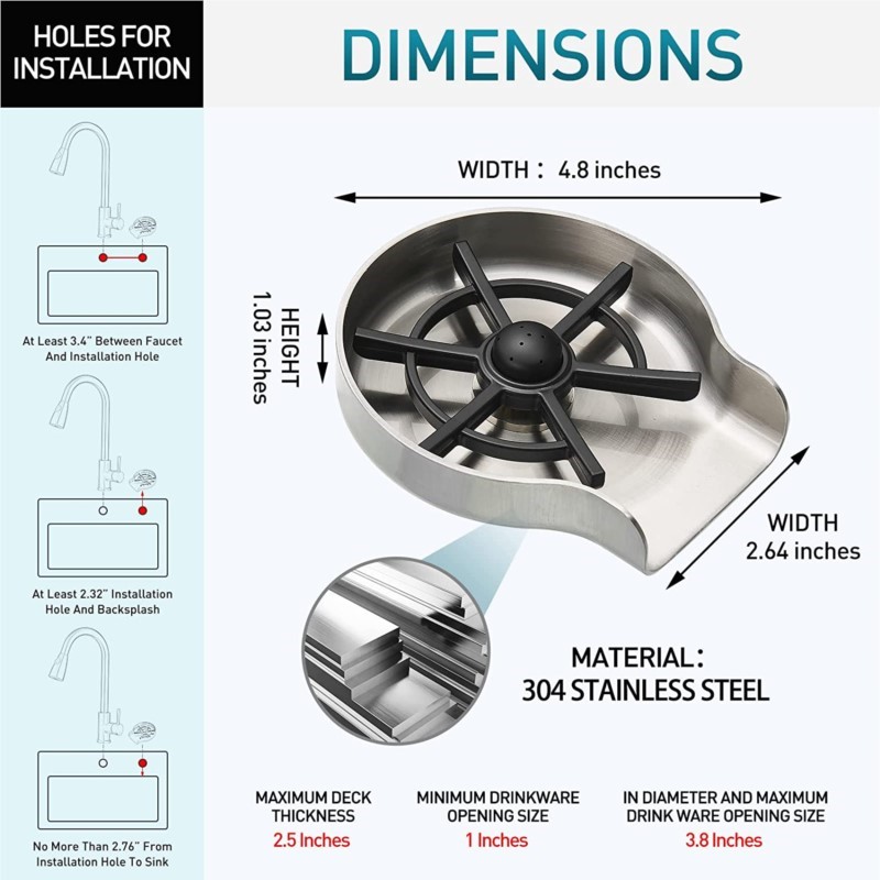 Lave-bouteille en acier inoxyd - Glass Rinser For Kitchen Sink Metal avis et prix