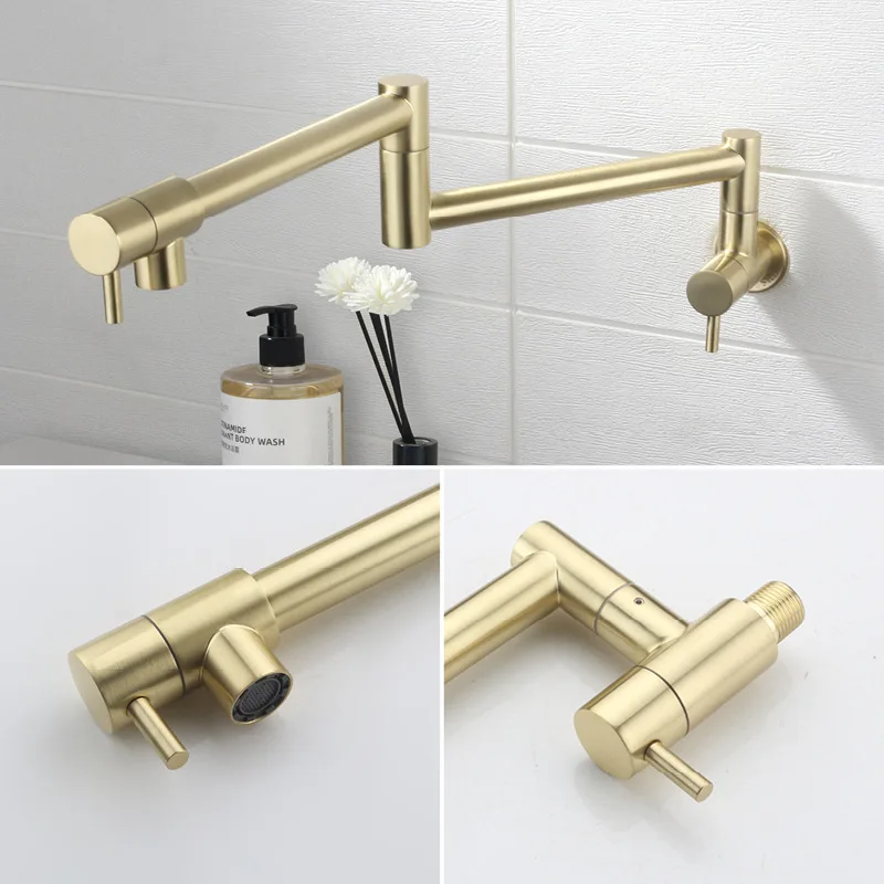 Robinet de cuisine doré à poig - Pot Filler Faucet Wall Mount Folding avis et prix