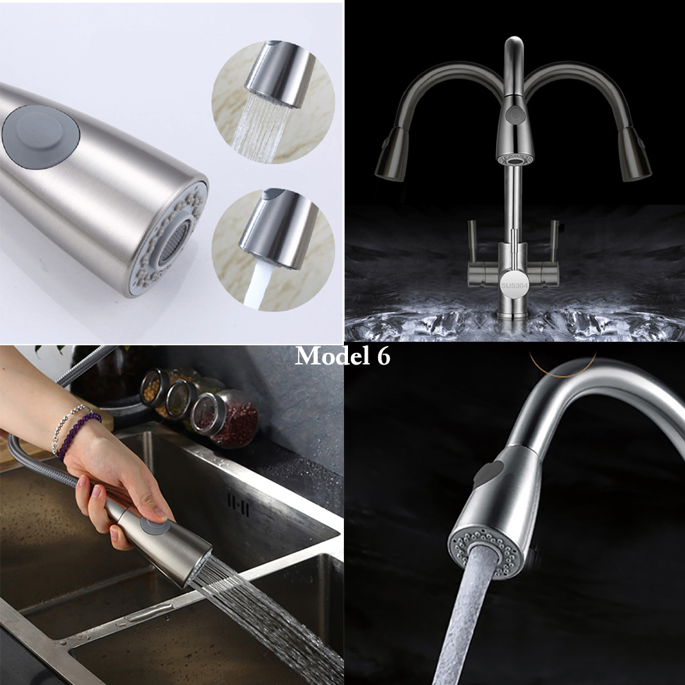 Pommeau de douche à nervures d - Pull Down Spray Kitchen Faucet Brushed Nickel avis et prix