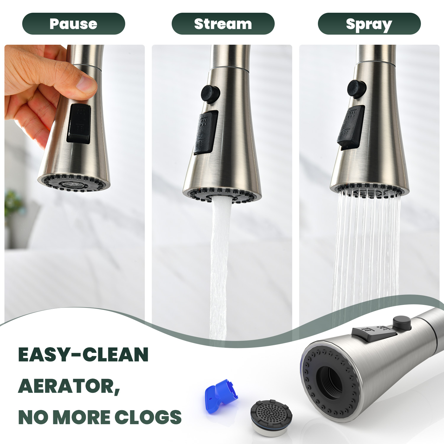 Robinet de cuisine en nickel b - Pull Down Spray Kitchen Faucet Brushed Nickel avis et prix