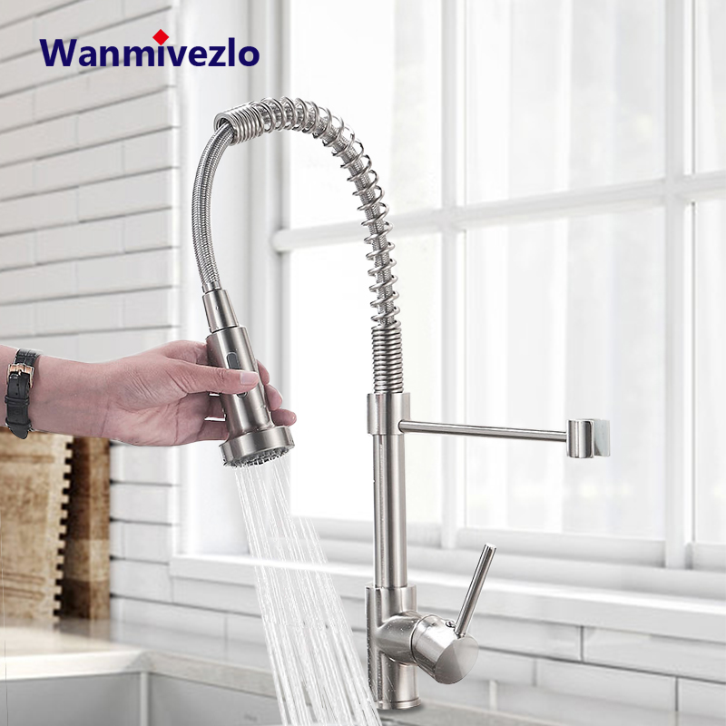 Robinet de cuisine à ressort e - Pull Down Spray Kitchen Faucet Brushed Nickel avis et prix