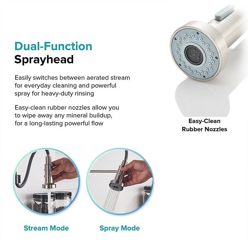 Robinet de cuisine à ressort e - Pull Down Spray Kitchen Faucet Brushed Nickel avis et prix