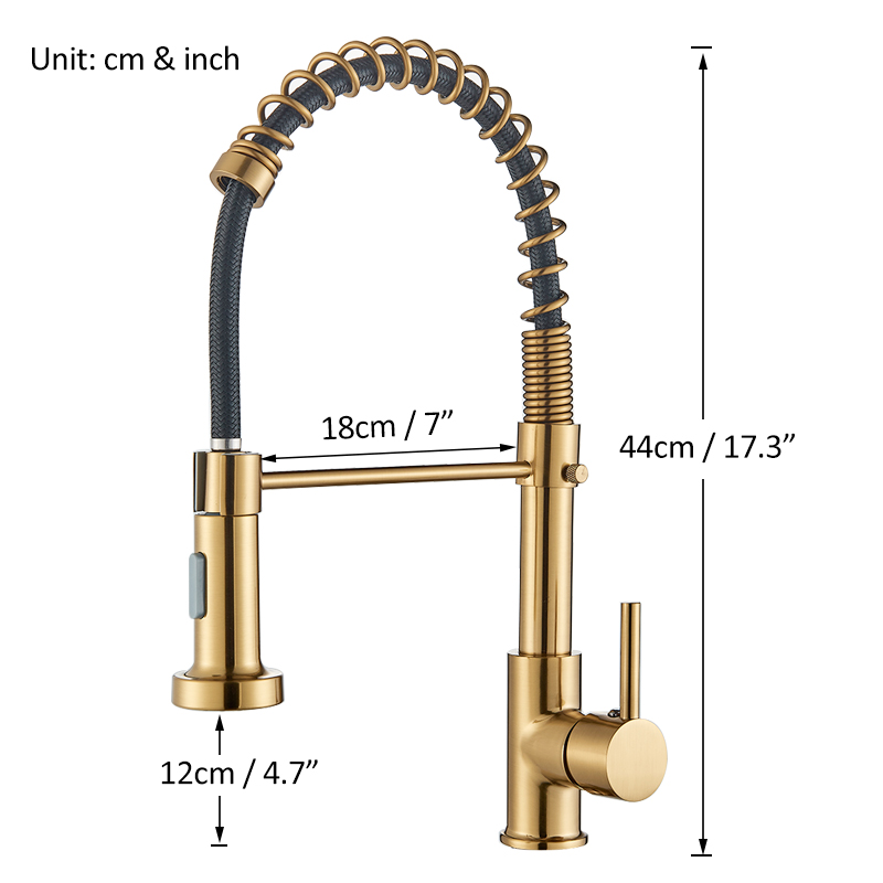 Robinet de cuisine en or bross - Pull Down Spray Kitchen Faucet Brushed Nickel avis et prix
